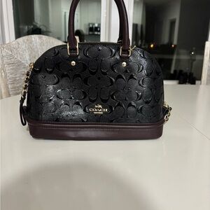 Vintage Coach Black and Brown Signature Dome Satchel